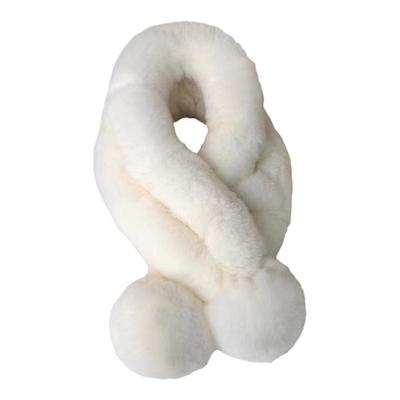 真毛獭兔毛双球加厚保暖围巾可爱时尚纯色围脖