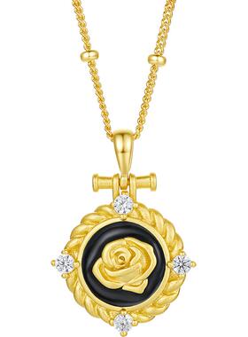 周六福S925银玫瑰项链女