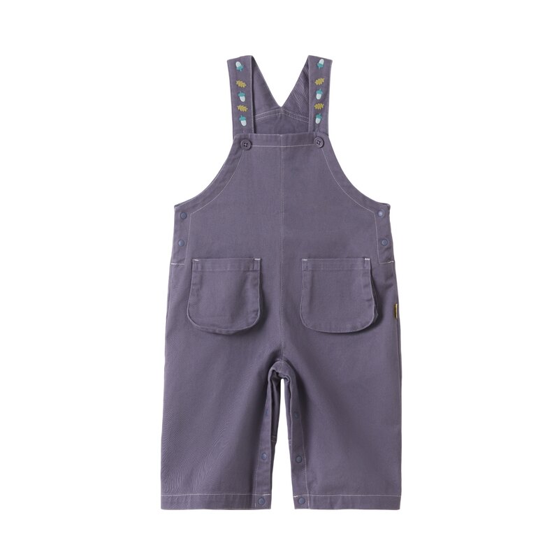 【新品】papa爬爬秋季男女童裤子亲肤透气可爱绣花易穿脱背带裤
