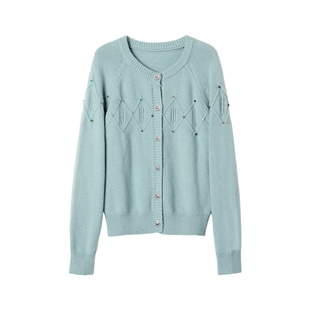 颜域设计感短款针织毛织衫女装2025冬季新款显瘦外搭羊毛开衫毛衣