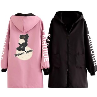 简约新款长袖围裙家用厨房防水防油加绒加厚卡通罩衣女工作服外套