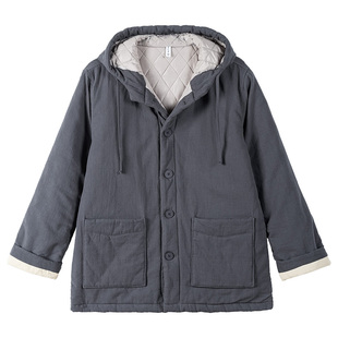 麻尚生活加厚连帽棉衣男士棉袄冬季新款宽松百搭休闲加厚棉服外套