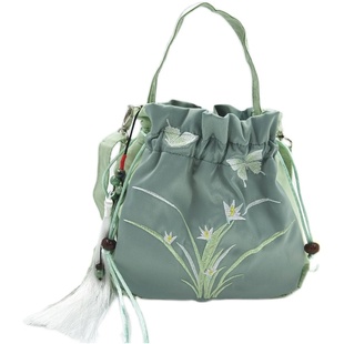 帆布刺绣古风抽绳包 斜挎 手提 汉服包包民族风大容量休闲百搭