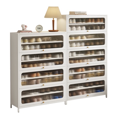 家用钢制鞋柜门口落地多层收纳柜