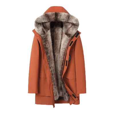 2025冬新款派克服冬季仿皮草加厚可拆卸皮毛一体外套男女同款大衣