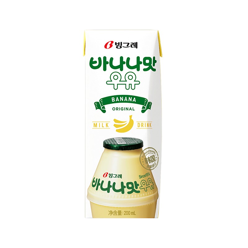 直播 韩国进口宾格瑞香蕉牛奶12盒草莓牛奶200ml*12盒