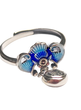 烧蓝开口可调节纯银珐琅原创设计
