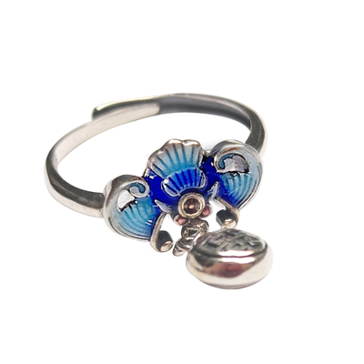 烧蓝开口可调节纯银珐琅原创设计