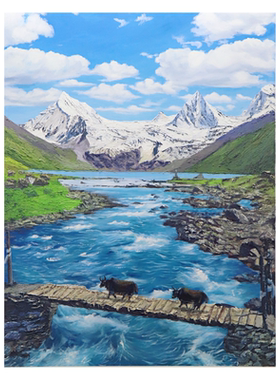 纯手绘丙烯肌理【萨普神山】手绘画客厅装饰画玄关卧室挂画