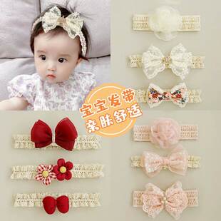 儿童甜美蝴蝶结发带2025新款女童超萌发箍婴幼儿护囟门帽可爱胎帽