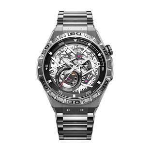 Rarone雷诺双子星Y手表男款镂空机械腕表学生送男生礼物