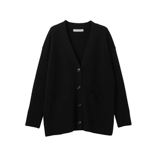 UNFILO时尚适宜简约可水洗御菌防臭棉质羊绒V领开襟针织衫女ONWAR