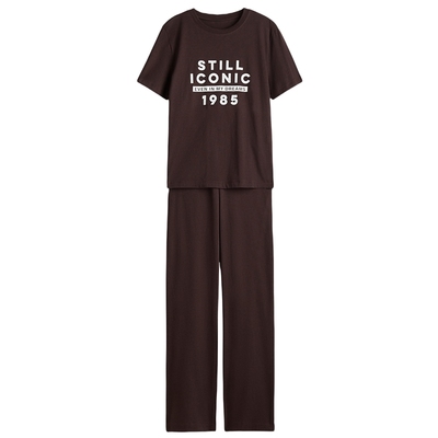 HM春季女士睡衣休闲汗布波点短袖束脚长裤套装0970593