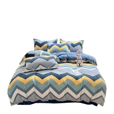 洁丽雅冬季加厚双面牛奶绒四件套