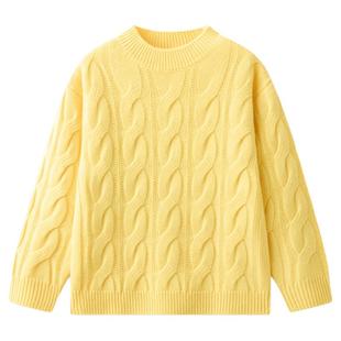 红豆儿童羊毛衫100%绵羊毛男童女童内搭外穿厚毛衣保暖针织打底M