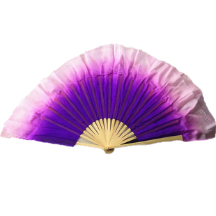 真丝舞蹈扇花花开幸福秧歌花鼓灯紫粉渐变秧歌扇8寸儿童花鼓灯