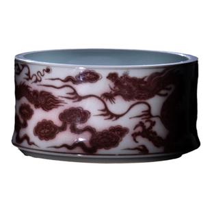 小雅家｜观古珍玩景德镇高端柴窑釉里红 仿古仿元龙纹建水水洗