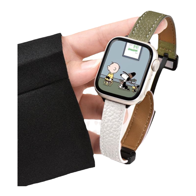 适用iwatch磁吸折叠扣皮表带拼色