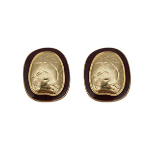 耳边铛186复古安可拉红色耳环金属vintage中古耳钉设计师小众耳饰