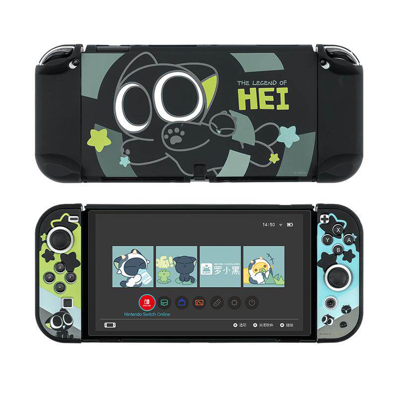 极想switch oled保护壳摇杆帽硬壳ns续航版手柄保护套配件罗小黑
