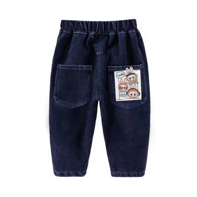 男童秋冬一体加绒牛仔裤加厚保暖