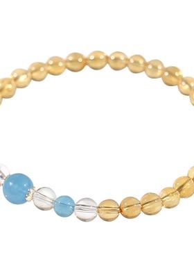 正品巴西黄水晶搭配海蓝宝白水晶