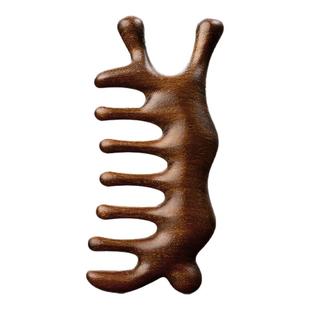 金丝檀木经络按摩梳子宽齿头皮头疗刮痧面部提拉鼻部按摩器点穴棒