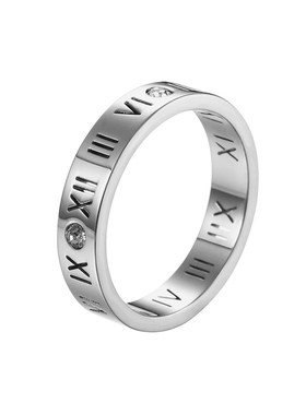 小众钛钢罗马数字情侣对戒