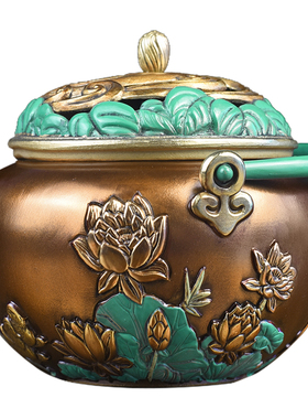 纯黄铜鸳鸯香炉摆件工艺品