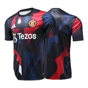 Adidas阿迪达斯曼联2425赛前热身服球衣运动足球服球衣短袖JD7147