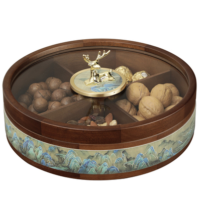 可之昕胡桃木实木果盘分隔不串味