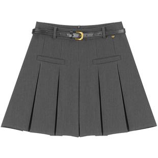 LAGOGO格雷系半身裙女拉谷谷冬季新款高腰百褶裙短款裙子