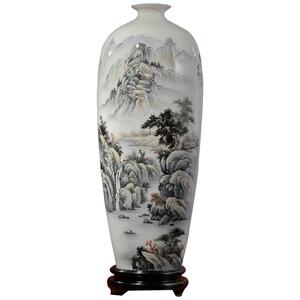 东方泥土陶瓷中式风碧水清云摆件