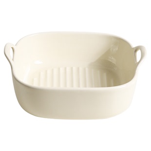 耐高温陶瓷盘子双耳烤盘烤箱空气炸锅专用盘子水果沙拉碗焗饭盘