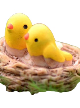 仿真卡通黄鹂鸟窝迷你微缩小摆件