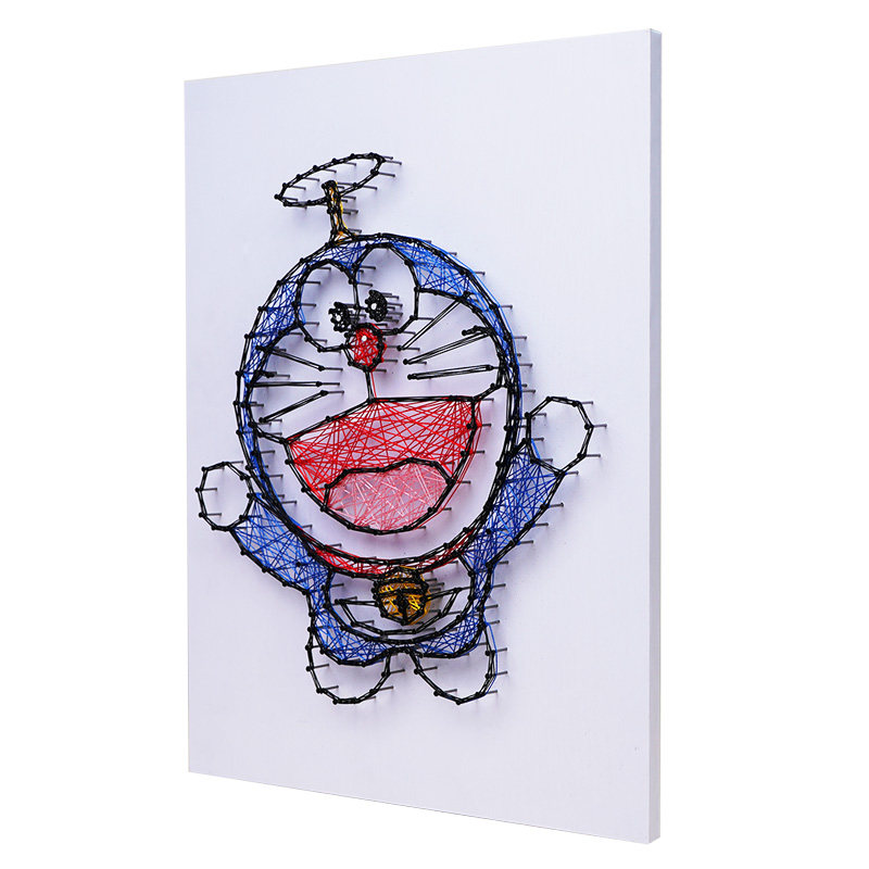 哆啦A梦卡通钉子画机器猫绕线画简单手工diy创意礼物弦丝画材料