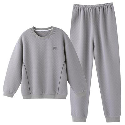 睡衣男士秋冬纯棉夹层长袖家居服