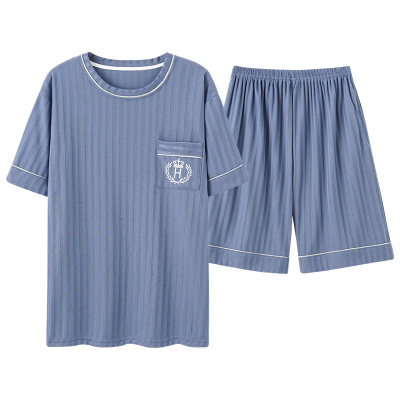 男士棉宽松大码短袖家居服套装