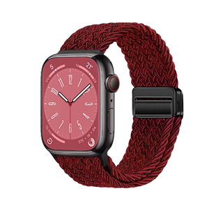 新年适用iwatchS11表带红色applewatch苹果S10版智能手表女款韩系S9尼龙编织s8质感S7磁吸SE3男series秋冬季