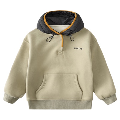 男童加绒卫衣秋冬款2025冬装新款儿童加绒加厚一体绒保暖连帽上衣