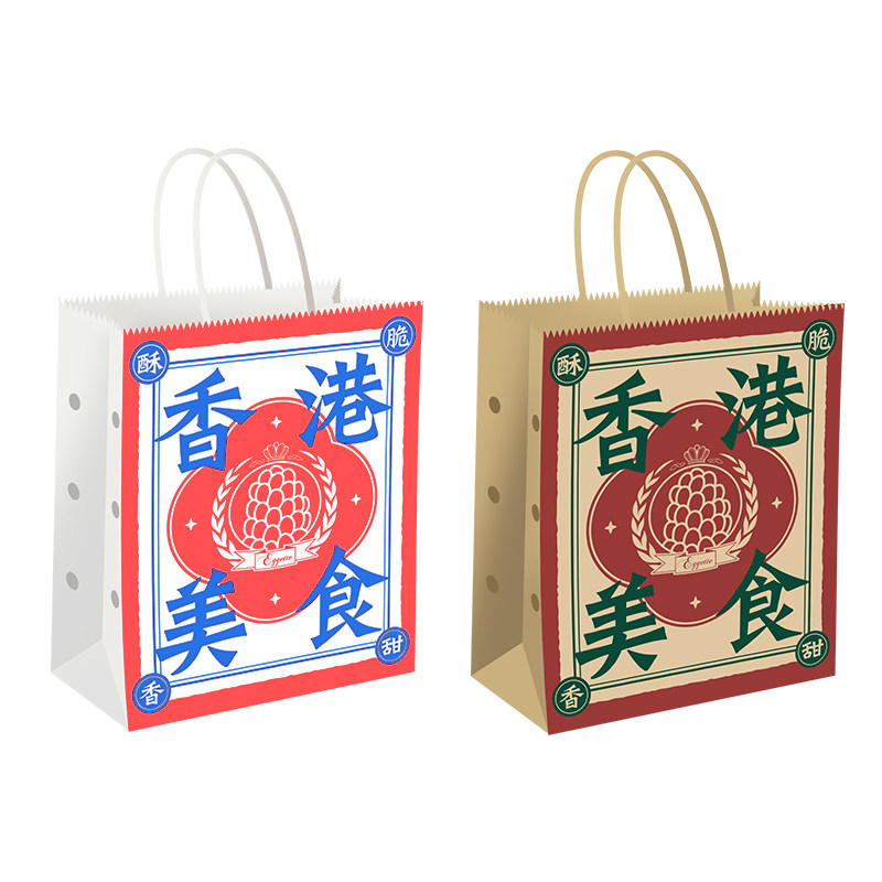 誉蜂巢鸡蛋仔纸袋防油外卖打包盒子加厚商用蛋仔牛皮纸手提包装袋