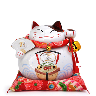 财扇招财猫摆件开业礼物前台入户2026年新款大号日式发财猫劫财
