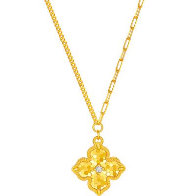 周六福黄金镶嵌钻石链坠女款