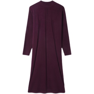 高级感秋冬羊毛衫女宽松大码长款过膝连衣裙针织打底毛衣裙配大衣