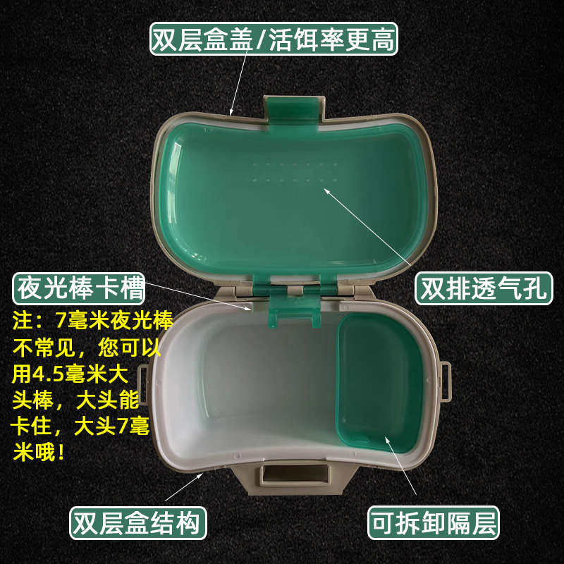 保温活饵盒塑料沙蚕红虫蚯蚓盒腰挂随身腰盒路亚矶钓鱼饵盒海钓
