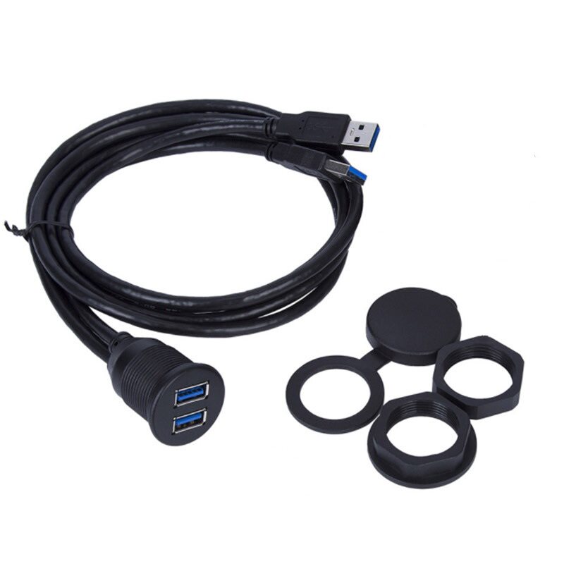 面板USB双口防水数据信号延长线  HDMI高清Type-C板端RJ45连接器