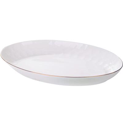 鱼盘陶瓷椭圆长方形金边盘子