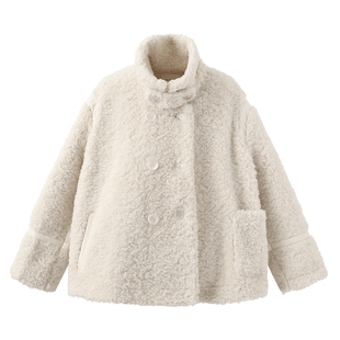 310MOOD经典机车熊冬季新款外套时髦保暖高领泰迪绒毛绒上衣外搭