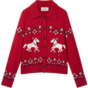 【辛芷蕾同系列】ERDOS 费尔岛提花女羊绒衫25年冬新品生肖开衫