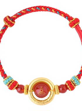 普陀山2026丙年马年平安扣红绳可调节编织手绳本命年饰品男女情侣